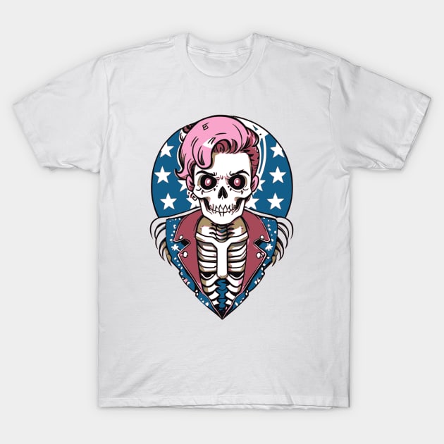 Funny Patriotic Rockabilly Skeleton T-Shirt by CGI Studios